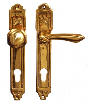 Art Deco Türgriff für antike Haustür Jugendstil Alt-Messing K-52G