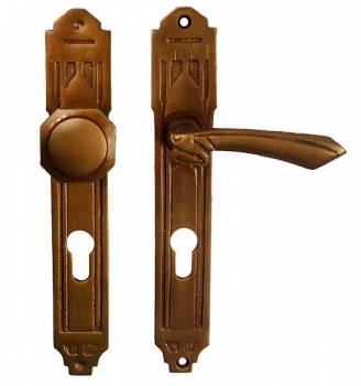 Bronze Art Deco Türbeschlag Jugendstil Messing Wechselgarnitur K-52G