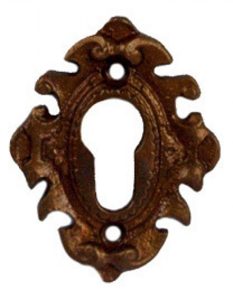 Schlossrosette Messing Barockstil mit Pz oder BB Lochung