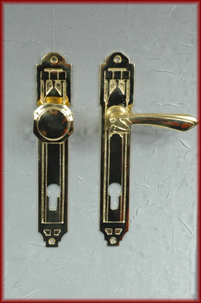 Jugendstil Art Deco Türdrücker Haustür Türgriff Messing  K-52G